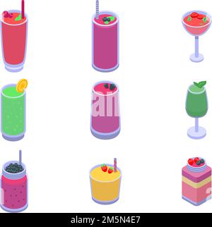 Icons set Smoothie. Ensemble d'isométrique icônes vectorielles smoothie pour la conception web isolé sur fond blanc Illustration de Vecteur