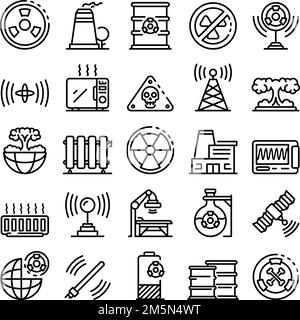 Icônes de rayonnement définies.Ensemble de contours d'icônes de vecteur de rayonnement pour la conception Web isolée sur fond blanc Illustration de Vecteur