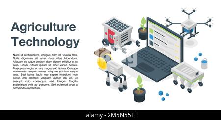 Bannière concept de technologie agricole.Illustration isométrique de la technologie agricole vecteur concept bannière pour la conception web Illustration de Vecteur