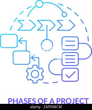 Phases du projet de l'icône de concept de gradient bleu Illustration de Vecteur