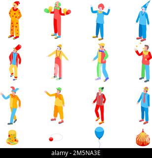 Ensemble d'icônes clown.Ensemble isométrique d'icônes vectorielles clown pour la conception de sites Web isolée sur fond blanc Illustration de Vecteur