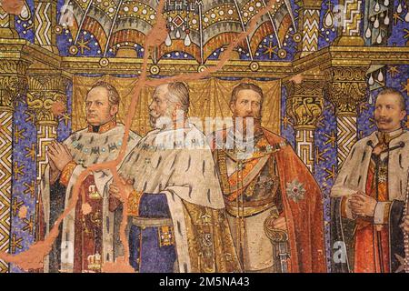 Mosaïque représentant l'empereur Guillaume I avec des membres de la famille royale prussienne dans le Kaiser-Wilhelm-Gedaechtniskirche (église commémorative de l'empereur Guillaume), Berlin, Allemagne Banque D'Images