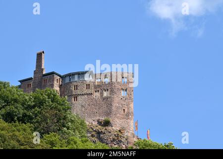 Château d'Oberstein, ruine d'un château médiéval au sommet d'une colline à Idar-Oberstein à Hunsrueck, Rhénanie-Palatinat, Allemagne Banque D'Images