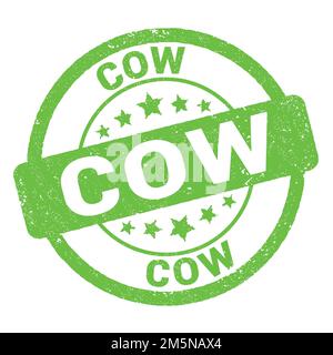 Texte DE LA VACHE inscrit sur le timbre vert grungy. Banque D'Images