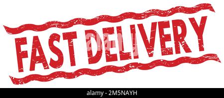 Le texte DE LIVRAISON RAPIDE est inscrit sur l'étiquette rouge. Banque D'Images