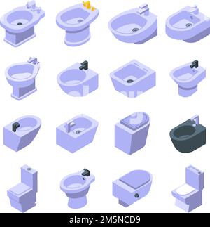 Icônes de bidet définies.Ensemble isométrique d'icônes de vecteur de bidet pour la conception de sites Web isolée sur fond blanc Illustration de Vecteur