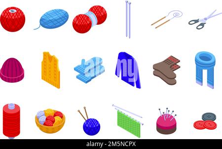 Jeu d'icônes de couture. Ensemble isométrique d'icônes vectorielles de couture pour la conception Web isolée sur fond blanc Illustration de Vecteur