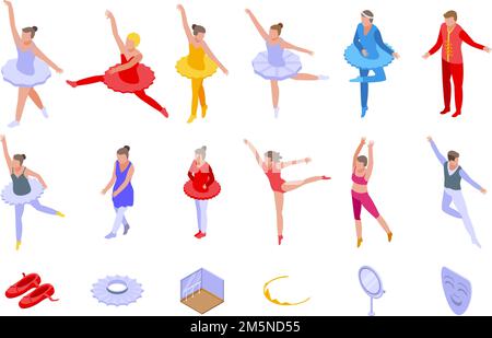 Jeu d'icônes de ballet.Ensemble isométrique d'icônes vectorielles de ballet pour la conception de sites Web isolée sur fond blanc Illustration de Vecteur