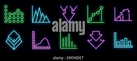 Ensemble d'icônes de régression. Ensemble de contours des icônes de vecteur de régression couleur néon sur noir Illustration de Vecteur