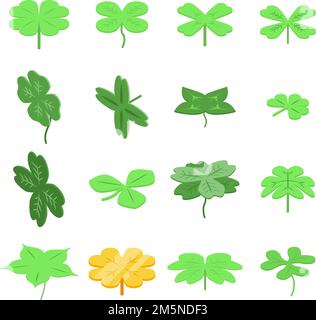 Ensemble d'icônes de trèfle. Ensemble isométrique d'icônes de vecteur de trèfle pour la conception Web isolée sur fond blanc Illustration de Vecteur