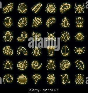 Jeu d'icônes parasites. Ensemble de contours d'icônes de vecteur de parasite couleur néon sur noir Illustration de Vecteur