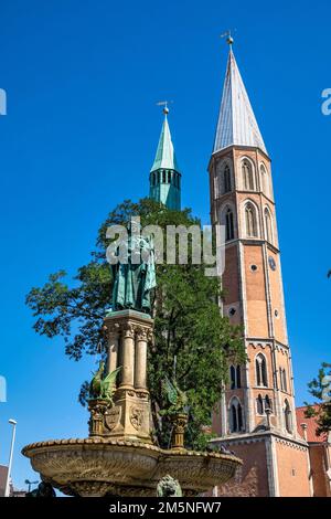 Heinrichsbrunnen à Hagenmarkt, Brunswick, Basse-Saxe, Allemagne Banque D'Images