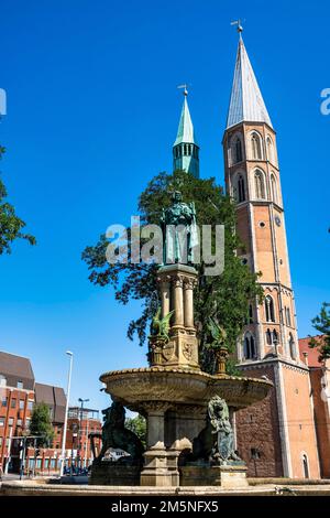 Heinrichsbrunnen à Hagenmarkt, Brunswick, Basse-Saxe, Allemagne Banque D'Images