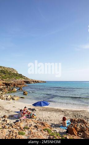 Plage de Platja de son Bou, Alaior, Minorque, Iles Baléares, Espagne Banque D'Images