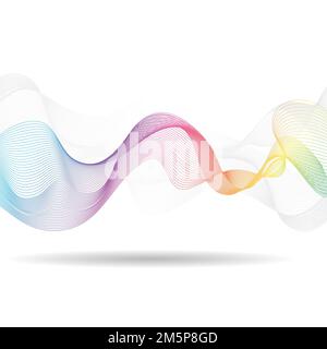 Lignes de fumée abstraites de couleur arc-en-ciel isolées sur un fond blanc Banque D'Images