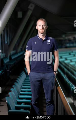 Wayne Barnes, photographié à Twickenham, arbitre et avocat anglais du rugby international. Il est un arbitre régulier dans le Premiership anglais. Banque D'Images