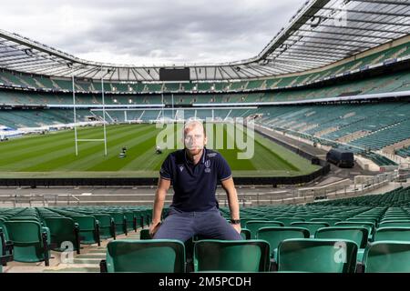 Wayne Barnes, photographié à Twickenham, arbitre et avocat anglais du rugby international. Il est un arbitre régulier dans le Premiership anglais. Banque D'Images