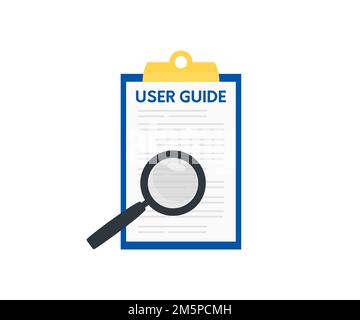 Document du guide de l'utilisateur ou icône du bloc-notes. Manuel, instructions et guide. Tutoriel, aide et conception de vecteur d'instruction. Illustration de Vecteur