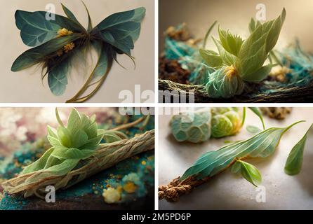 Une série d'images éclectiques de plantes et de fleurs Banque D'Images