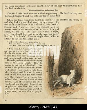 Le petit agneau, comment il a été sauvé par le bon berger, allégorie chrétienne, victorien 19th siècle Banque D'Images