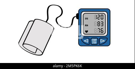 électrique ; artérielle ; battement ; sang ; pression artérielle ; entretien; dessin animé; vérification; concept; contrôle; courbe; dispositif; maladie; dessin; électronique; main; santé; lui Banque D'Images
