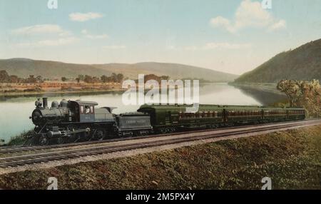 Black Diamond Express - Lehigh Valley Railroad - Pennsylvania, USA - Classic locomotive train c 1898 - Jackson, William Henry, 1843-1942, photochrom Banque D'Images