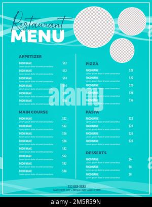 Menu du restaurant bleu aménagement moderne avec espace de copie pour l'image de la nourriture Illustration de Vecteur