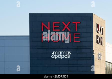 Next Home and mamas & Papas Sign, Meadowhall, South Yorkshire, Angleterre, Royaume-Uni Banque D'Images