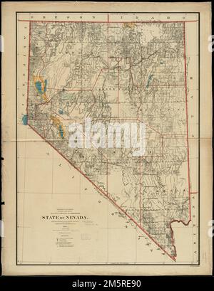 État du Nevada. Premiers méridiens : Washington et Greenwich. Relief montré par les haches , Nevada Banque D'Images