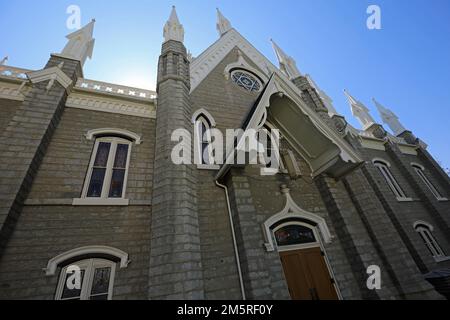 Salle d'assemblage sur ciel bleu, Salt Lake City, Utah Banque D'Images