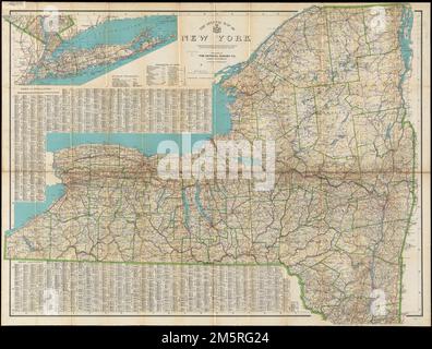 La carte officielle de New York : compilée à partir d'enquêtes du gouvernement des États-Unis, d'enquêtes officielles de l'État et d'autres sources. Encart de continuation : [ville de New York et long Island]. Inclut un indice avec 1910 chiffres de population , New York Banque D'Images