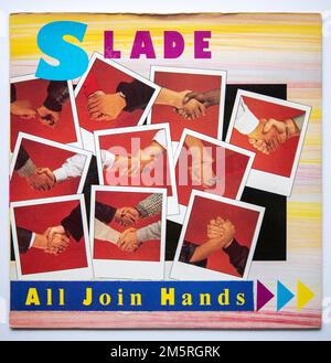 Couverture de l'image de la version simple de sept pouces de All Join Hands par Slade, qui a été publié en 1984 Banque D'Images