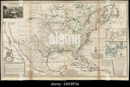 Une nouvelle carte des parties nord de l'Amérique revendiquée par la France sous vos noms de Louisiane, Mississipi, Canada et Nouvelle-France avec vos territoires limitrophes d'Angleterre et d'Espagne. Grugeage illustré par illustration. Profondeurs indiquées par des sondages. Comprend les notes et les Ill. Du 'fort indien Sasquesahanok.' Insets: Le port d'Annapolis Royal -- Une carte de l'embouchure de Mississipi [c.-à-d. Mississippi] et Mobile Rivers & c. copie 3 est la planche 9 dans le monde de Moll décrit, [1709-1736]. En 1720, Herman Moll, géographe et cartographe londonien, a publié cette carte mettant l'accent sur les possessions nord-américaines de la France. Dans un message Banque D'Images