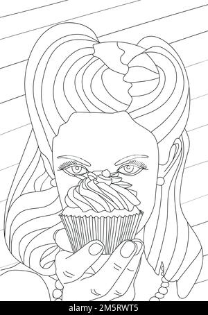 Coloration antistress. Illustration vectorielle noir et blanc Illustration de Vecteur