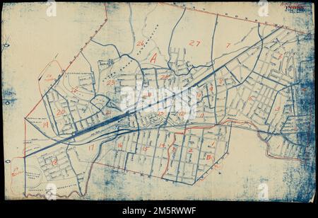 Hyde Park. Partie d'un ensemble de cartes des rues des quartiers de Boston avec marquage manuscrit [subdivisions de recensement?].... , Massachusetts , Suffolk ,comté , Boston , Hyde Park Banque D'Images