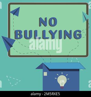 Panneau écrit à la main sans intimidation. Photo conceptuelle arrêter le comportement agressif chez les enfants déséquilibre de puissance Banque D'Images