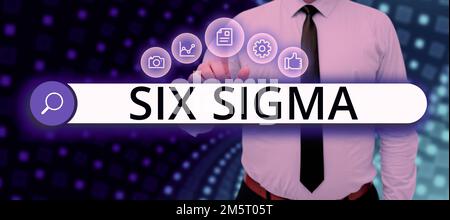 Affichage conceptuel six Sigma. Mot écrit sur les techniques de gestion pour améliorer les processus d'affaires Banque D'Images