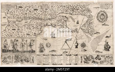 Carte géographique de la Nouvelle danse. Cette carte est désignée en l'honneur de Ronald E. Grim Ph.D. en reconnaissance de ses contributions extraordinaires au Norman B. Leventhal Map Centre en tant que conservateur de cartes de 2005-2018. La carte tient une place spéciale dans nos coeurs, comme Ron l'a récupéré grâce à sa vigilance et son expertise après qu'il a été absent de la collection pendant 10 ans. Cela nous rappellera à jamais sa présence ici. Détaché de : les voyages du coeur de Champlain Xaintongeois, capitale ordinaire pour le roy en la marine. Paris : Iean Berjon, 1613. 'Faict len 1612.' 'Avec privilège du Banque D'Images