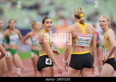 Championnats d'Europe, Olympiastadion, finale relais 4x100 mètres, femmes, finale, Alexandra Burghardt (Allemagne) . Banque D'Images