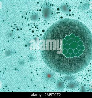 Résumé cellule pathogène du virus, cellule cancéreuse au microscope, tumeur maligne, illustration numérique Banque D'Images