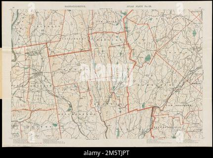 Massachusetts. Couvre des parties des comtés de Hampshire et de Worcester. Grugeage indiqué par les contours et les hauteurs de point. Aussi publié déplié dans: Atlas du Massachusetts / compilé sous la direction de O.W. Walker. Boston, Massachusetts : Géo. H. Walker & Co., 1891. 1 atlas (231 p.) : 27 col. cartes ; 51 cm. En marge supérieure: [P.] 182-183.... , Massachusetts , Hampshire , comté , Amherst Massachusetts , Worcester , comté Banque D'Images