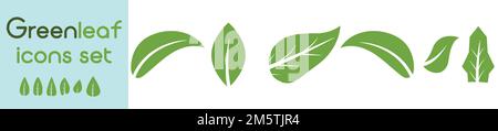 Jeu d'icônes de feuilles vertes. Logo d'icône de couleur verte de Leafs. Élément nature feuille verte. Collection de feuilles vertes. Illustration de Vecteur