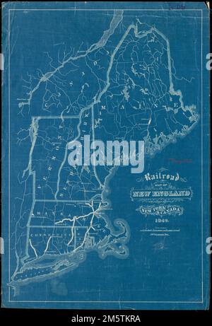 Carte des chemins de fer de la Nouvelle-Angleterre, avec les parties adjacentes de New York et du Canada. Plan , Nouvelle-Angleterre ,région Banque D'Images