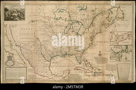Une nouvelle carte des parties nord de l'Amérique revendiquée par la France sous vos noms de Louisiane, Mississipi, Canada et Nouvelle-France avec vos territoires limitrophes d'Angleterre et d'Espagne. Grugeage illustré par illustration. Profondeurs indiquées par des sondages. Comprend les notes et les Ill. Du 'fort indien Sasquesahanok.' Insets: Le port d'Annapolis Royal -- Une carte de l'embouchure de Mississipi [c.-à-d. Mississippi] et Mobile Rivers & c. copie 3 est la planche 9 dans le monde de Moll décrit, [1709-1736]. En 1720, Herman Moll, géographe et cartographe londonien, a publié cette carte mettant l'accent sur les possessions nord-américaines de la France. Dans un message Banque D'Images