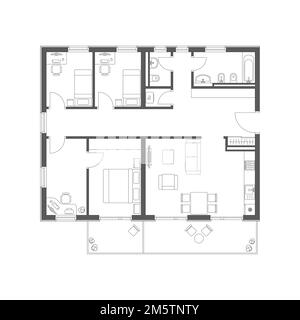 Plan de l'appartement avec mobilier Illustration de Vecteur