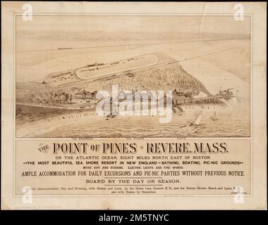 The point of Pines, Revere, Mass : sur l'océan Atlantique, à 13 kilomètres au nord-est de Boston : la plus belle station balnéaire de Nouvelle-Angleterre, baignade, canotage, parc pic-nic. Vue panoramique , Massachusetts , Suffolk ,Comté , Revere Banque D'Images
