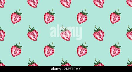 Motif sans couture avec motif aquarelle de baies de fraises Banque D'Images