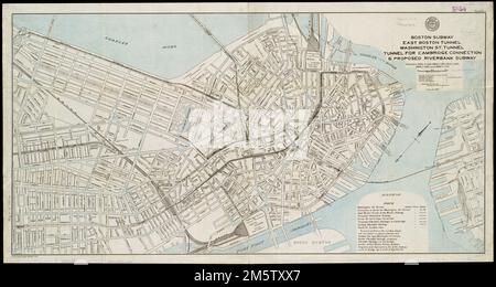 Métro Boston, tunnel East Boston, Washington St. Tunnel, tunnel pour Cambridge et métro Riverbank proposé. Orienté vers le nord vers le coin supérieur droit. Réduction du rapport annuel 16th de la Boston Transit Commission. Dans la marge supérieure droite : plaque 1. Dans la marge inférieure gauche : Cockayne, Boston , Massachusetts , Suffolk , comté , Boston Banque D'Images