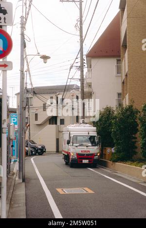 Camion de livraison de la bière Kirin dans le centre-ville de Tokyo Banque D'Images