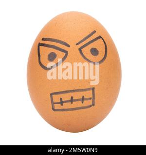 egg face angry man concept isolé sur fond blanc. Banque D'Images